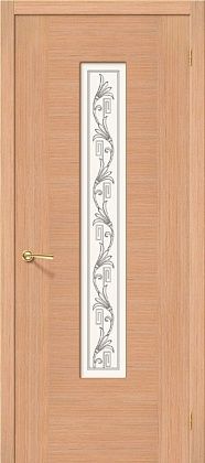 Остекленная межкомнатная дверь шпонированная Рондо ПО в цвете Дуб (Ф-05)